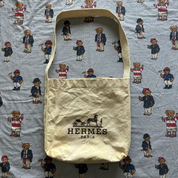 Vintage Hermes Paris Canvas Tote Bag - Picture 1 of 6